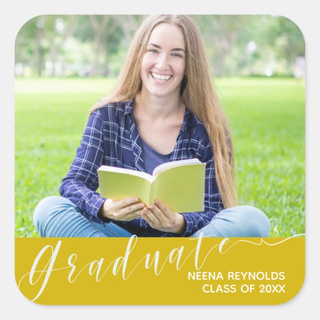 Graduate Foto Niedlich Class of 2024 Graduation Pa Quadratischer Aufkleber (Vorderseite)