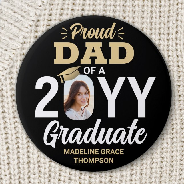 Graduate Foto Proud Vater Elegante Schwarz und Gol Button (Von Creator hochgeladen)
