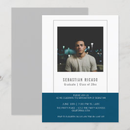 Graduate Foto Template Personalisiert blau Einladung