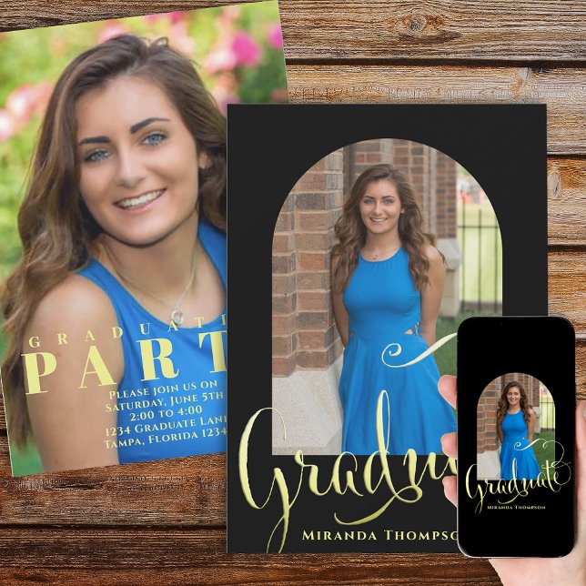 Graduate Foto Template Stilvoll Einfache Kalligrap Einladung (Von Creator hochgeladen)