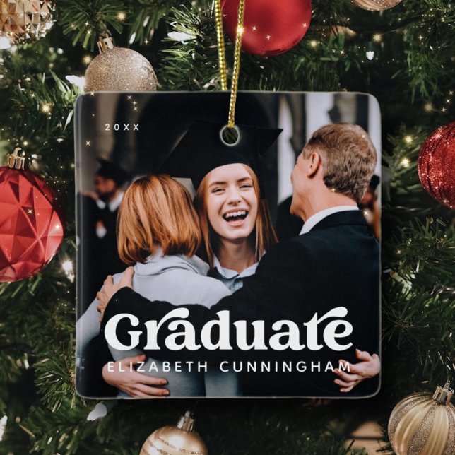 Graduate Foto Weihnachtsfeiertag Vintag Classic Keramikornament (Von Creator hochgeladen)