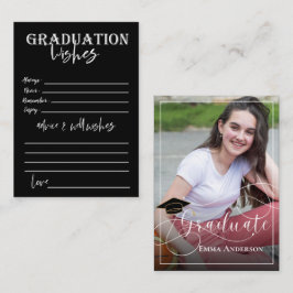 Graduate Foto White and Black 2025 Abschluss Hinweiskarte