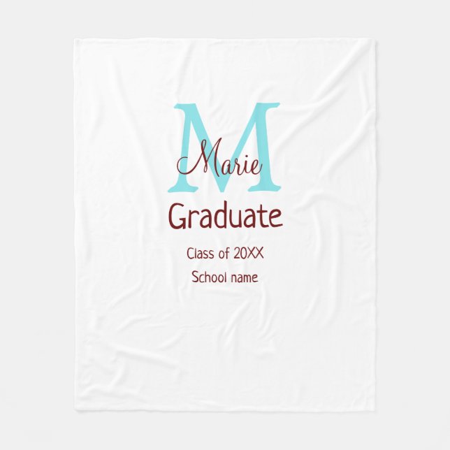 Graduate fügen Name monogram grün pink einfache Mi Fleecedecke (Vorderseite)