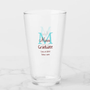 Graduate fügen Name monogram grün pink einfache Mi Glas