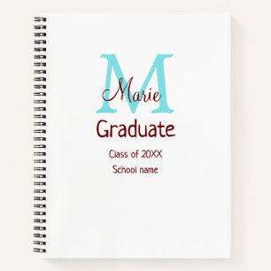 Graduate fügen Name monogram grün pink einfache Mi Notizbuch