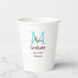 Graduate fügen Name monogram grün pink einfache Mi Pappbecher