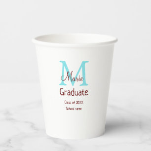 Graduate fügen Name monogram grün pink einfache Mi Pappbecher