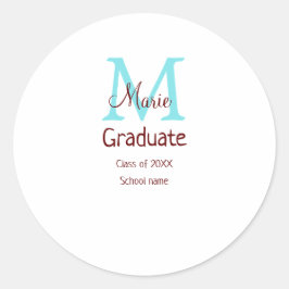 Graduate fügen Name monogram grün pink einfache Mi Runder Aufkleber