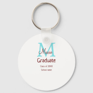 Graduate fügen Name monogram grün pink einfache Mi Schlüsselanhänger