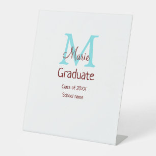 Graduate fügen Name monogram grün pink einfache Mi Sockelschild