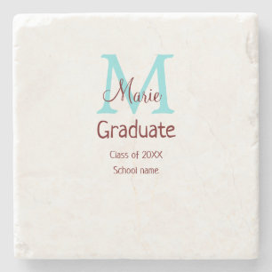 Graduate fügen Name monogram grün pink einfache Mi Steinuntersetzer