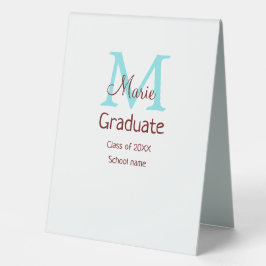 Graduate fügen Name monogram grün pink einfache Mi Tischaufsteller
