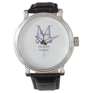 Graduate fügen Name Monogramm lila einfache minima Armbanduhr