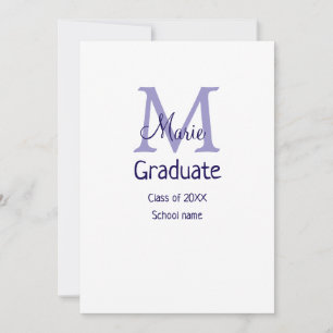 Graduate fügen Name Monogramm lila einfache minima Einladung
