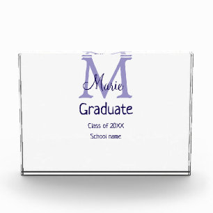 Graduate fügen Name Monogramm lila einfache minima Fotoblock