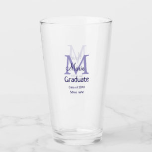 Graduate fügen Name Monogramm lila einfache minima Glas