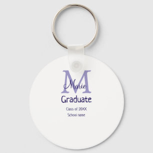 Graduate fügen Name Monogramm lila einfache minima Schlüsselanhänger