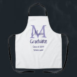 Graduate fügen Name Monogramm lila einfache minima Schürze<br><div class="desc">schönes Design</div>