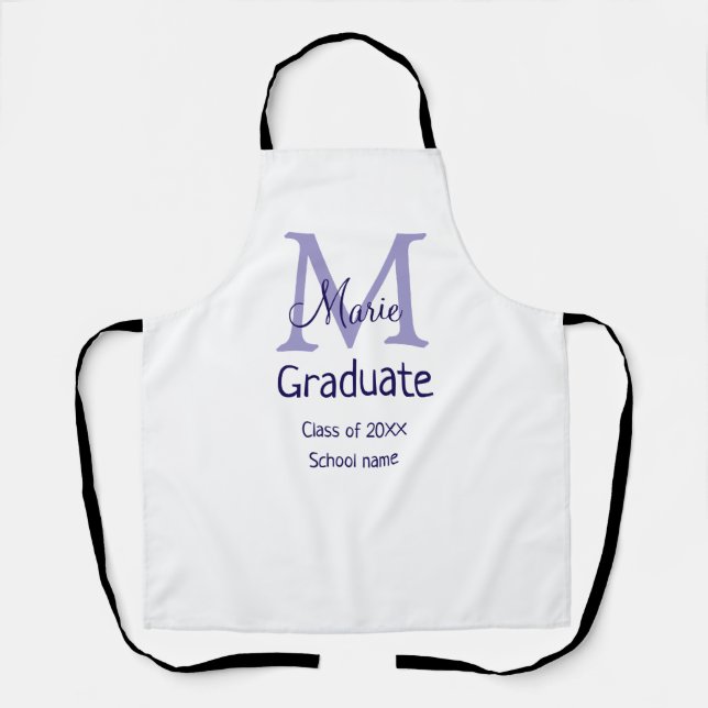 Graduate fügen Name Monogramm lila einfache minima Schürze (Vorderseite)