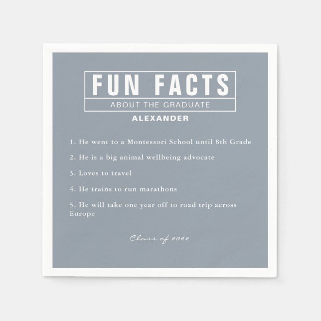 Graduate Fun Facts Light Blue Paper Serviette (Vorderseite)