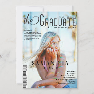 Graduate Fun Facts Magazine Style Abschluss Ankündigung