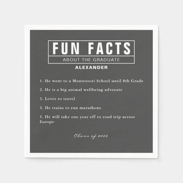 Graduate Fun Fakes Grau Kohlepapier Serviette (Vorderseite)