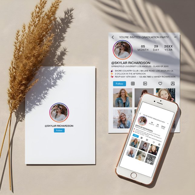 Graduate Fun Instagram Social Media Grad Party Einladung (Graduate Fun Instagram Social Media Grad Party Invitation)