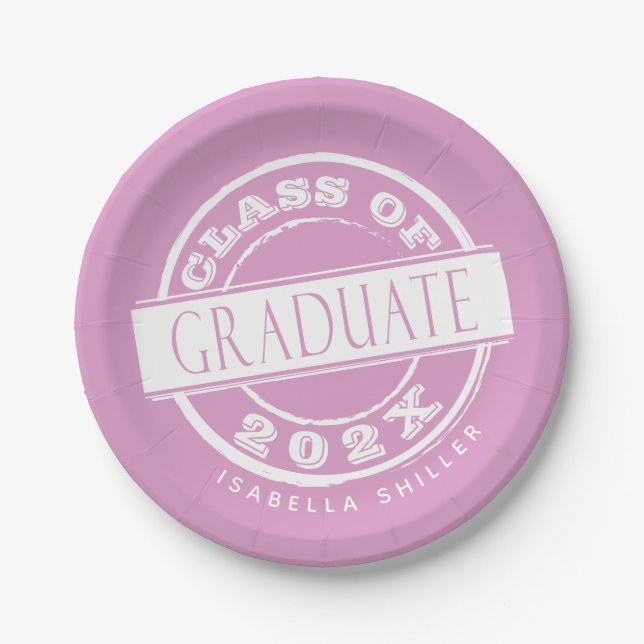 Graduate für benutzerdefinierte rosa Graduate Pappteller (Vorderseite)