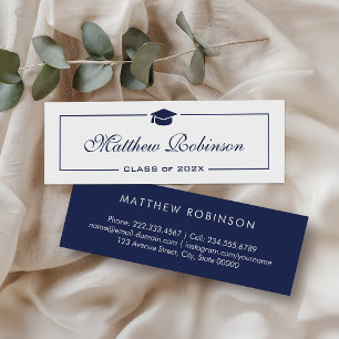Graduate für klassische Navy Blue und White Abschl Mini Visitenkarte