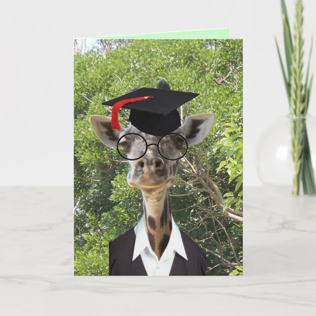 Graduate Giraffe Red Tassel Karte (Vorderseite)