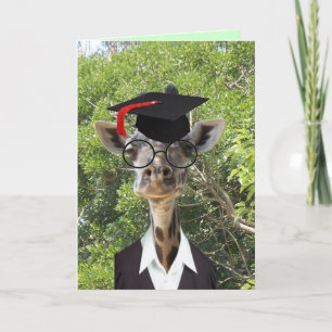 Graduate Giraffe Red Tassel Karte