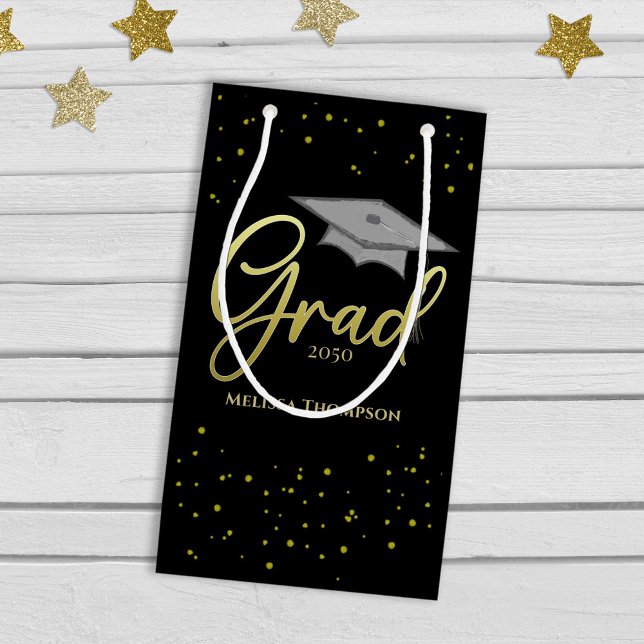 Graduate Gold Abschluss Script Cap Simple Grad Kleine Geschenktüte (Von Creator hochgeladen)