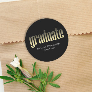 Graduate Gold Black Simple Minimalistisch Grad Runder Aufkleber
