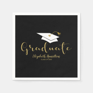 Graduate Gold Calligraphy Grad Cap Abschluss Serviette