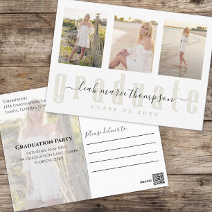 Graduate Gold Calligraphy Script FotoCollage Postkarte