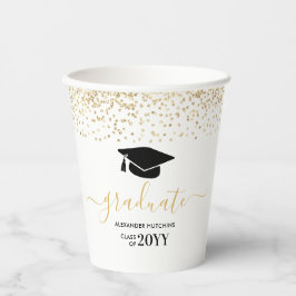 Graduate Gold Glitzer Confetti Graduation Party Pappbecher