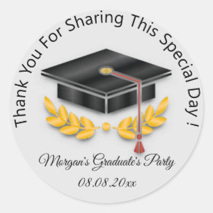 Graduate Gold Gray Student Black Cup Gefallen Grau Runder Aufkleber