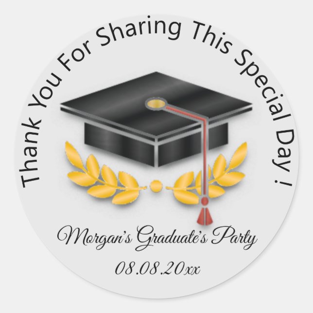 Graduate Gold Gray Student Black Cup Gefallen Grau Runder Aufkleber (Vorderseite)