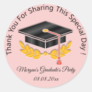 Graduate Gold Gray Student Black Cup Gefallen Rose Runder Aufkleber