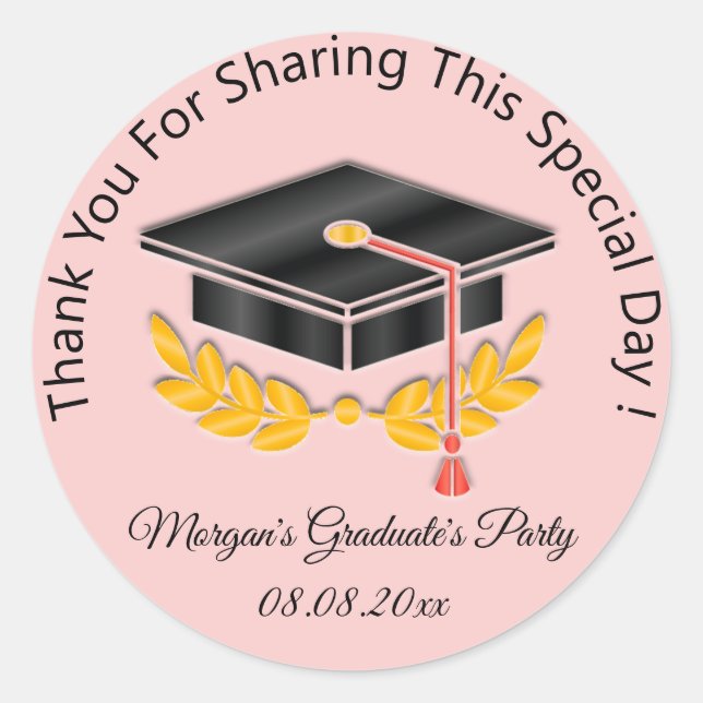 Graduate Gold Gray Student Black Cup Gefallen Rose Runder Aufkleber (Vorderseite)