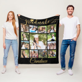 Graduate Gold Script 13 Foto Collage Ihre Farbe Fleecedecke