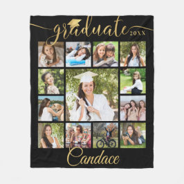Graduate Gold Script 13 Foto Collage Ihre Farbe Fleecedecke