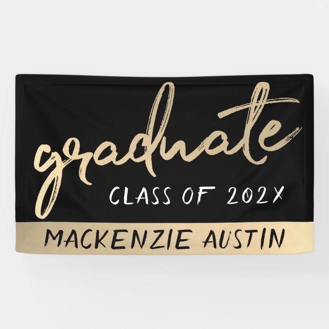 Graduate Gold Script | Klassischer Brush mit dem J Banner (Horizontal)