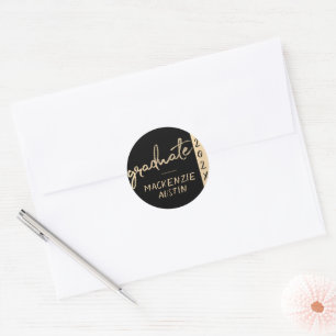Graduate Gold Script   Klassischer Brush mit dem J Runder Aufkleber