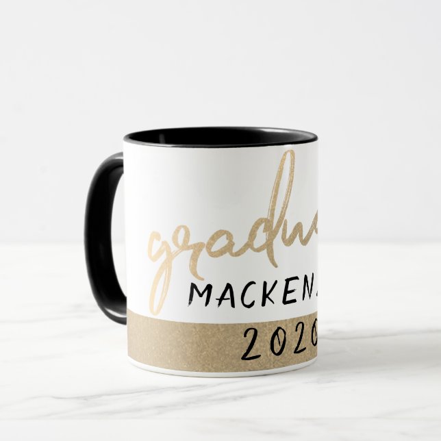 Graduate Gold Script | Klassischer Brush mit dem J Tasse (Vorderseite Links)