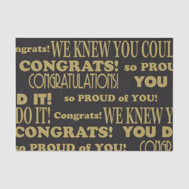 Graduate Gold und Black gratulieren Seidenpapier (Vorderseite)