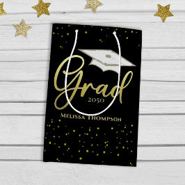 Graduate Grad Gold Graduation Script Cap Simple Mittlere Geschenktüte
