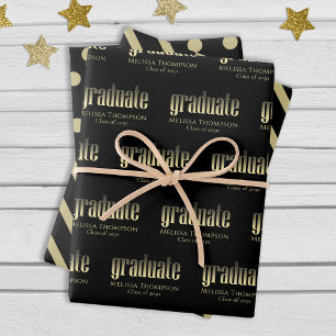 Graduate Grad Gold Moderner Abschluss kundenspezif Geschenkpapier Set