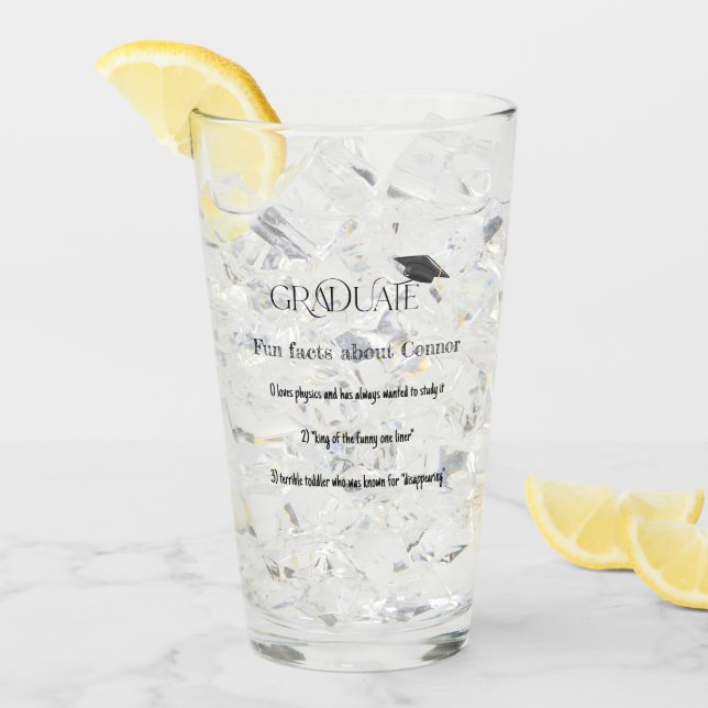 Graduate Graduate Cap Fun Fakten Glas (Vorderseite Ice)