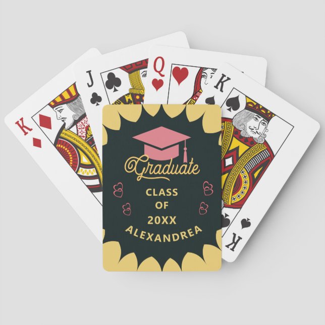 Graduate Graduation Senior Class Gold Black Custom Spielkarten (Rückseite)